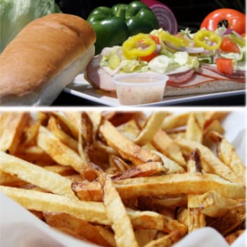 Two 8” Subs & Large Fries.