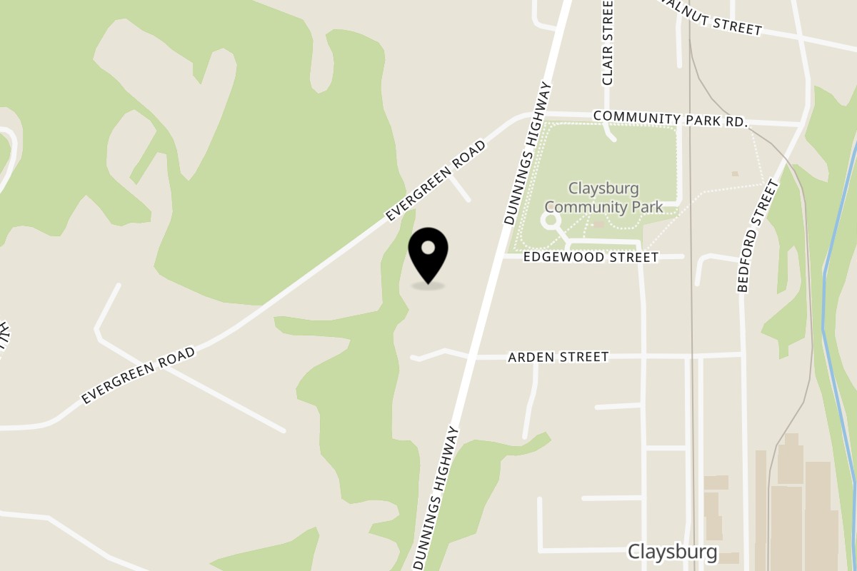 Map showing the location of Claysburg Pizza on 13363 Dunnings Hwy in Claysburg